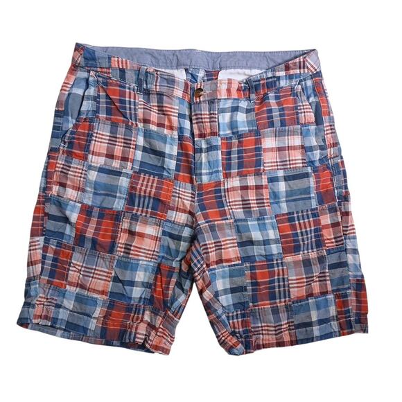 LL Bean Plaid Shorts Favorite Fit Women's Sz 14 Patchwork Preppy Golf Vacation - Picture 1 of 16